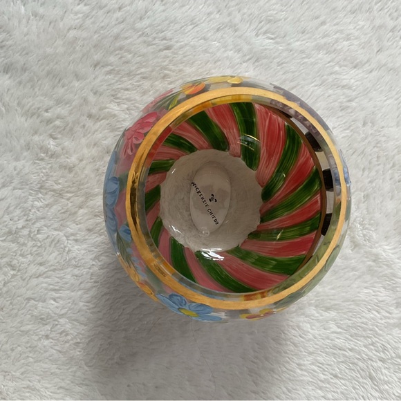 MacKenzie-Childs Hand-Painted Flower Market Glass Globe Vase/Candle Holder - Picture 3 of 14
